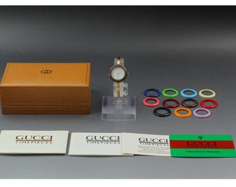 Vintage GUCCI 1100-L 12Color Quartz Women's Watch 25mm JAPAN Box