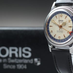 ORIS Big Crown 7400B 32mm lila urtavla datum AT vintage herrklocka med ask