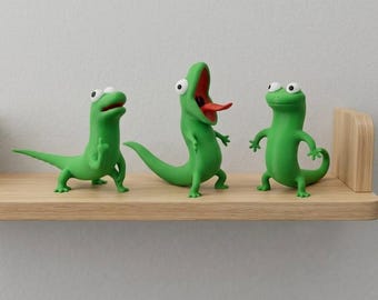 Figura de Tom Lizard Meme Trio, Decoración de escritorio de Hoppers Lizard, Figura divertida de reptil de dibujos animados, Estatua de animal meme, Lindo juguete de escritorio, Decoración de lagarto