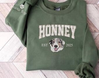 Custom Aussie Embroidered Sweatshirt, Pet Photo Embroidered Hoodie, Aussie Dog Sweatshirt, Personalized Dog Gift, Dog Lover Gift