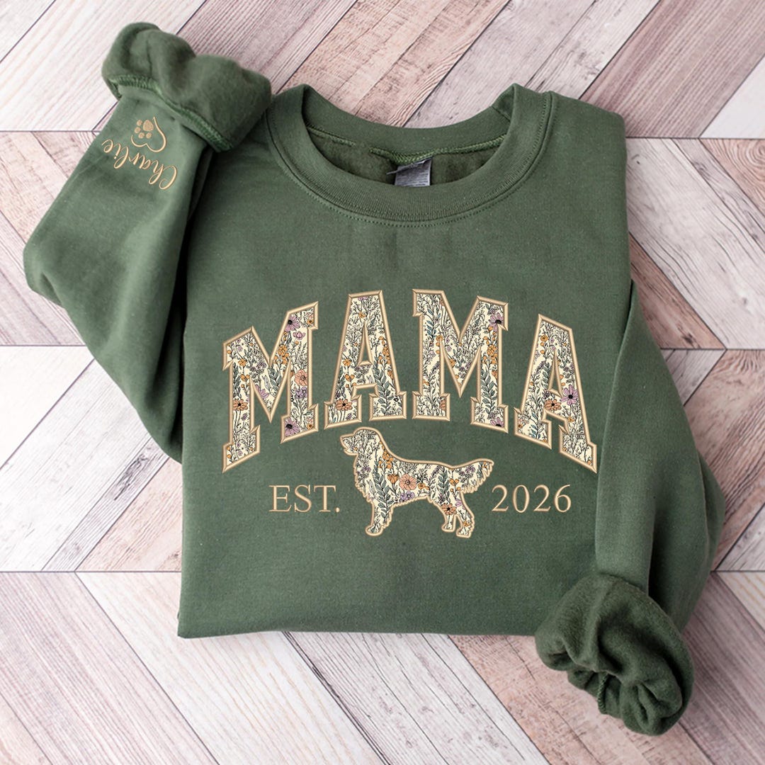 Custom Embroidered Golden Retriever Sweatshirt, Personalized Floral ...
