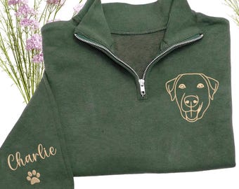 Custom Labrador Embroidered Sweatshirt Dog Name, Personalized Labrador Name Quarter Zip – Forever Loved, Dog Mom Gift, Pet Memorial Apparel
