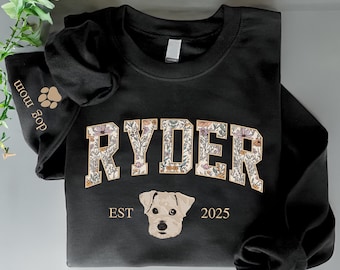 Custom Ryder Schnauzer Sweatshirt – Personalized Schnauzer Dog Mom Crewneck, Custom Dog Name Embroidered Hoodie, Schnauzer Gift.