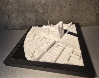 3Dプリントされたパリのランドマークマップ、カスタム都市モデル
