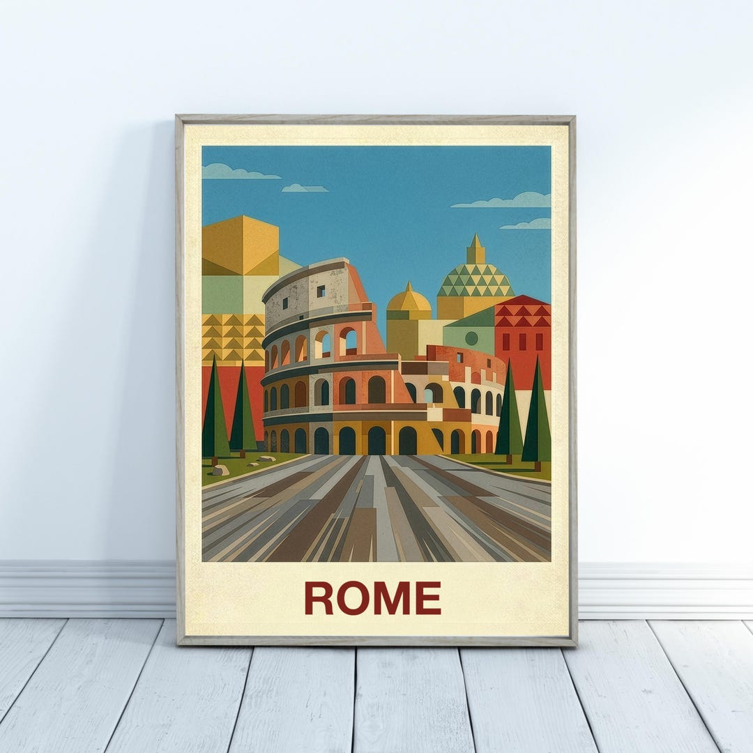 Poster di Roma: Quadro vintage sull'Italia, stampa retrò del Colosseo ...
