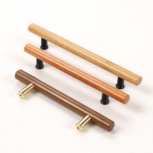 Oak Drawer Pulls – Antique Brass Wood Handles for Dressers & Wardrobe Doors
