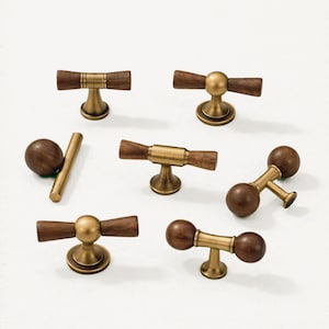 Walnut T-Bar Handle – Antique Brass Cabinet Hardware for Drawers & Doors