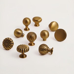 Solid Antique Brass Cabinet Knob – Dresser, Closet Hardware