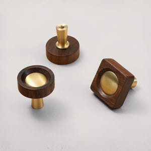 Large Walnut Cabinet Knob – Antique Brass Accent Knob for Wardrobe & Dresser