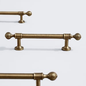 Antique Brass Cabinet Pull – Modern Solid Brass Long Handle, 9 Inch Drawer Pulls