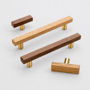 Oak Cabinet Pulls – Antique Brass Wood Handles for Dresser, Closet & Furniture