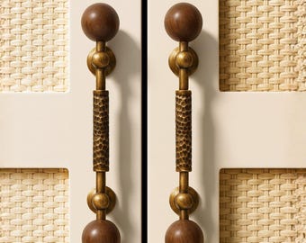 Walnut Drawer Pulls – Antique Brass Wood Cabinet Hardware for Modern Kitchen Cabinets