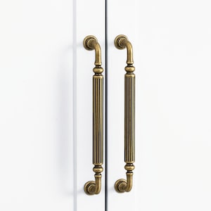Antique Brass Wardrobe Handles – Solid Brass Pulls for Closet & Bedroom Doors – 5 Inches
