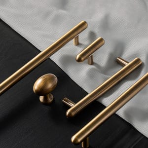 Brass Cabinet Pulls – Antique Brass Hardware for Kitchen Cabinets & Drawers – Modern Minimalist – 4 Inches