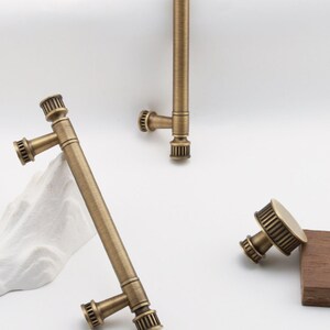 Long Antique Brass Handle – Solid Brass Pull for Pantry, Wardrobe & Large Cabinets