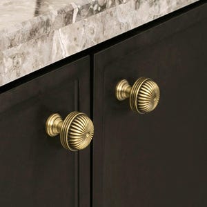 Bouton en laiton antique - Quincaillerie en laiton massif pour armoires et commodes - 2,5 cm (1 po.)