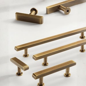 Antique Brass Cabinet Pulls – Solid Metal Hardware for Kitchen Drawers & Replacement, 4 Inches