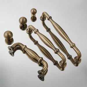 Small Antique Brass Knob – Solid Brass Cabinet Hardware for Dresser & Vanity Drawers