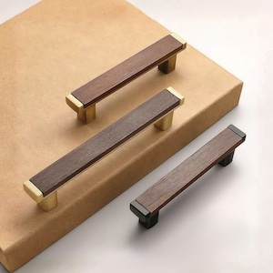 Wood Cabinet Pulls – Antique Brass Wood Handles for Kitchen Cabinets & Furniture