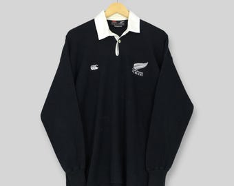 Vintage 90s Canterbury Of New Zealand All Blacks Rugby Shirt Medium Steinlager Canterbury All Black Collared CCC New Zealand Rugby Jersey M