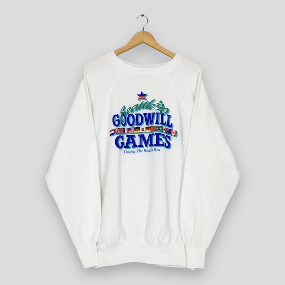 Vintage 90s Seattle's Goodwill Games Sweatshirt XLarge Goodwill Games International Flag Graphic Sweater Goodwill Games Ted Turner Jumper XL