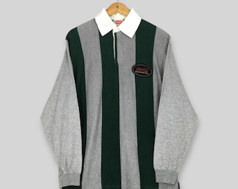 Vintage 90s Coca Cola Polo Rugby Shirt Medium Coca Cola Atlanta Green Striped Collared Shirt Coca Cola Carbonated Drink Coke Rugby Jersey M