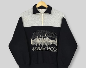 Vintage 90s San Francisco California Half Zip Sweatshirt Medium San Francisco California City Graphics Sweater SF California Jumper Size M