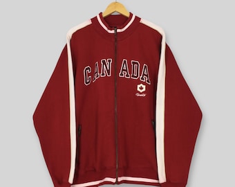 Sudadera vintage con cremallera y hoja de arce de Canadá, talla XL, suéter bordado con el logo de Canadá, jersey de la ciudad de Montreal, Canadá, jersey de Canadá XL