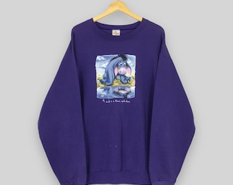 Vintage Winnie The Pooh 'Eeyore' Sweatshirt XLarge Moody Eeyore Gedruckt Grafik Pullover Disney Eeyore Moody Pullover Eeyore Rundhalsausschnitt Größe XL