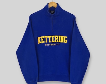 Vintage Kettering University Half Zipper Sweatshirt Small Kettering University Embroidery Spell Out Jumper Kettering Bulldog Sweater Size S