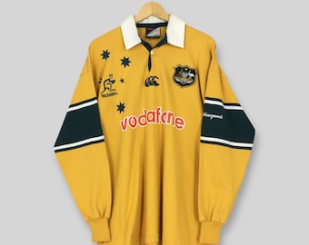 Vintage 90er Jahre Wallabies Canterbury Australien Rugby Shirt Großes Canterbury Australian Vodafone Collared Shirt Wallabies CCC Rugby Jersey Size L
