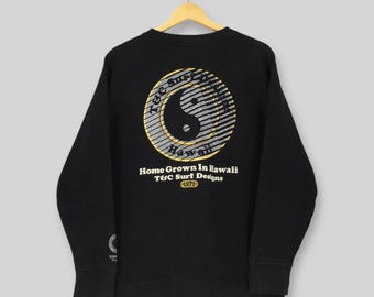 Vintage 90s T&C Surf Designs Hawaii Sweatshirt Large Town And Country Surf Designs Surfing Life Sweater Tnc Pipeline Surfer Black Crewneck L
