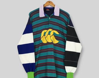 Vintage 90s Canterbury Of New Zealand Multicolor Rugby Shirt XLarge Uglies Canterbury NZ CCC All Blacks Collared Canterbury Rugby Jersey XL