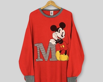 Vintage 90er Jahre Micky Maus Disney Sweatshirt XLarge Micky Maus Gedruckt Grafik Pullover Walt Disney Mickey Rundhalsausschnitt Größe XL