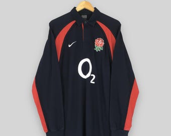Vintage Nike O2 England Rugby Jersey Polo Rugby Shirt Medium White