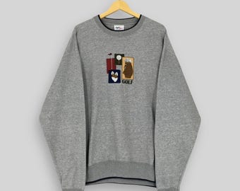 Vintage American Golf Classic Gray Sweatshirt XLarge Golf Equipment Embroidered Sweater Golf Dad Gift Jumper Golfer Sports Crewneck Size XL