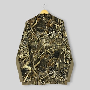 Suéter vintage con media cremallera y estampado de árboles reales, talla XL, con estampado de roble musgoso y árboles reales, estilo jungla, estilo militar, talla XL imagen 6
