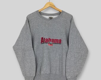 Vintage Alabama Crimson Tide Shabby Chic Sweatshirt Große Alabama Crimson Tide Gesticktes Logo Sweatshirt Universität von Alabama Grau Rundhalsausschnitt Größe M