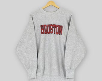 Vintage 90s Champion University Of Houston Sweatshirt XLarge Houston Spell Out Jumper Houston Cougars NCAA Crewneck Reverse Weave Sweater XL