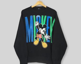 Vintage 90er Jahre Micky Maus Disney Sweatshirts Medium Micky Maus Gedruckt Grafik Pullover Walt Disney Mickey Cartoon Rundhalsausschnitt Größe M