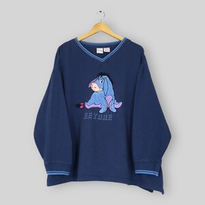 Vintage Winnie The Pooh 'Eeyore' Jumper Sweatshirt XXLarge Moody Eeyore Embroidered Sweater Disney Eeyore Moody Pullover Eeyore Crewneck 2X