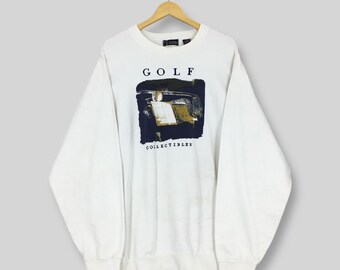Vintage American Golf Classic White Sweatshirt Large Golf Equipment Embroidered Sweater Golf Collectible Gift Jumper Golfer Sport Crewneck L
