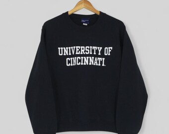 Vintage Universität von Cincinnati Schwarzes Sweatshirt Kleine Universität von Cincinnati Spell Out Pullover Cincinnati Bearcats Rundhalsausschnitt Größe S