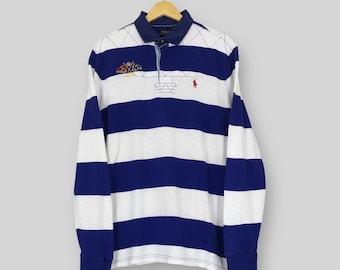 Vintage 90s POLO by Ralph Lauren Red Black Striped L Size LS Rare
