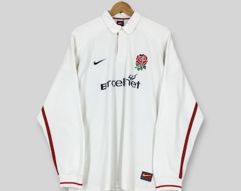 Vintage Nike Rote Rosen England Rugby Jersey Poloshirt XLarge England Btcellnet Bedrucktes Langarm-Jersey Nike Roses Home Rugby Shirt XL