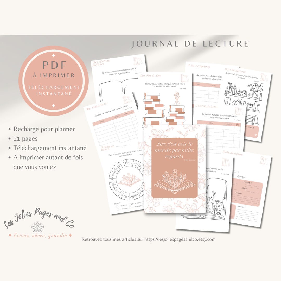 Printable PDF Reading Journal in French - Insert for Planner - Etsy