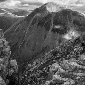 Lake District Wall Art, Great Gable, portrait print monochrome