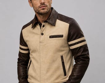 Men’s varsity Leather Jacket | Handmade Genuine Leather Coat