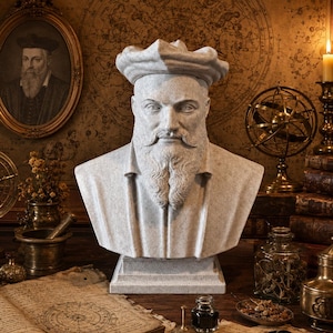 Nostradamus Bust | Michel de Nostredame Statue | Prophet Philosopher Decor | Christmas Gift Halloween Gift