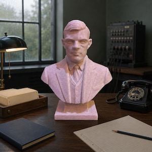 Alan Turing Bust Statue, Mathematician Computer Scientist Sculpture, Codebreaker Decor, Christmas Gift, Halloween Gift, STEM Gift